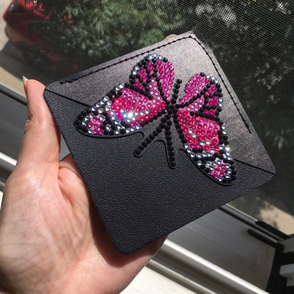 Diamond Art Butterfly Corner Bookmark, Colorful, Sparkly (PINK/BLACK)